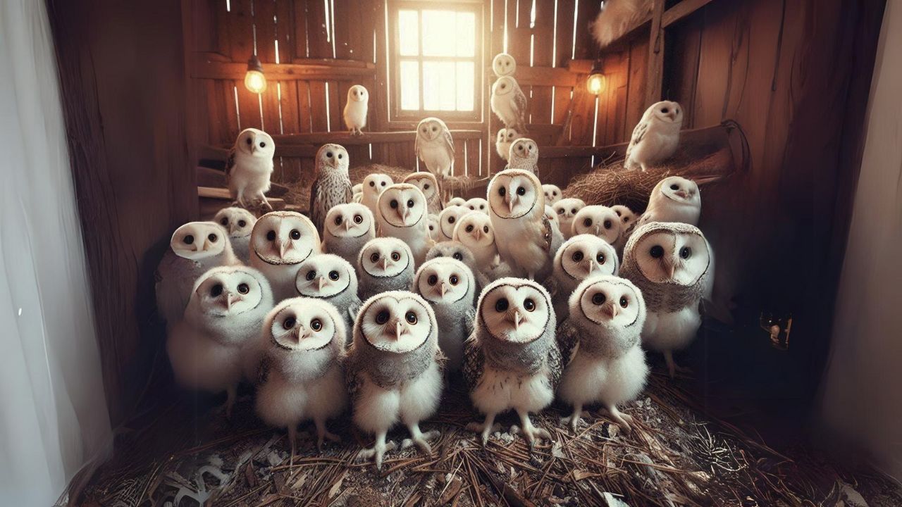 The owls are curious about the presence of strangers